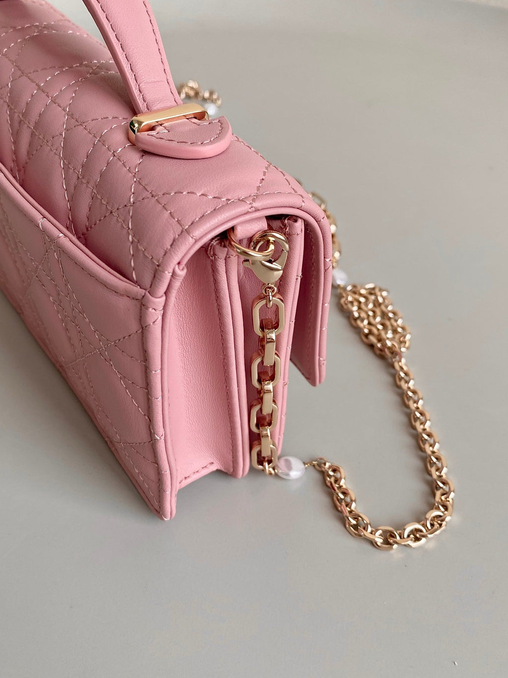 DIOR LADY 21 CHAIN BAG IN HOT PINK LAMBSKIN