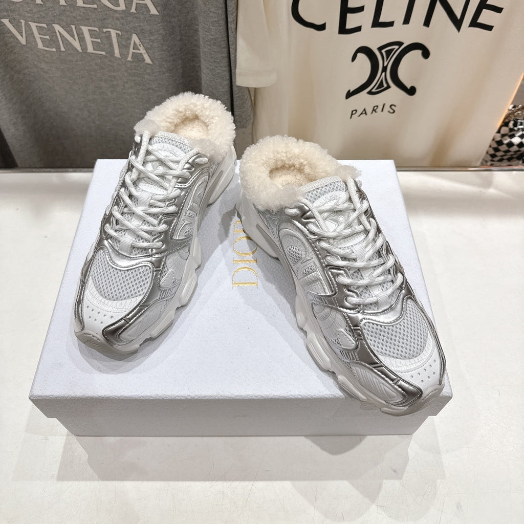 DIOR CHRONO SNEAKER 25S IN SILVER MIX WHITE LAMBSKIN AND MESH FABRIC STYLE 5