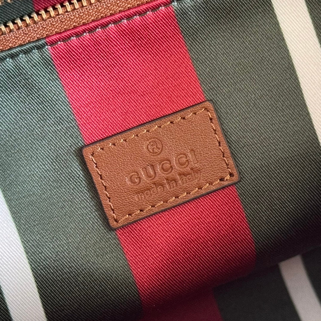 GUCCI 25S PADLOCK BAG 26 IN BEIGE CANVAS AND BROWN CALFSKIN