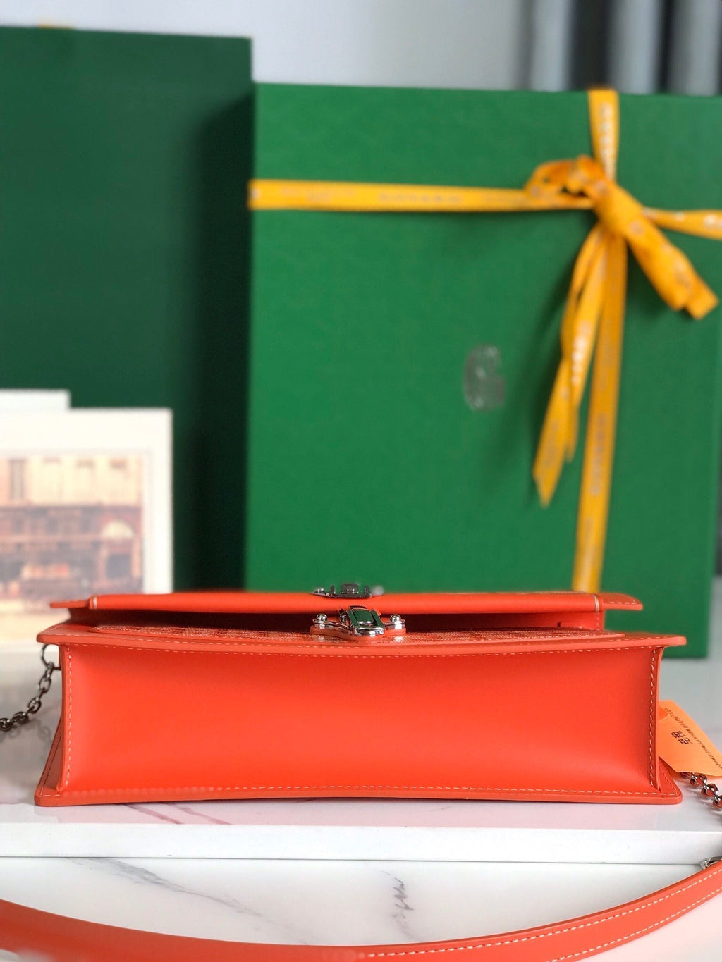 DUCHESSE MARIE-CAROLINE BAG 25 IN ORANGE GOYARDINE CANVAS AND SMOOTH CALFSKIN